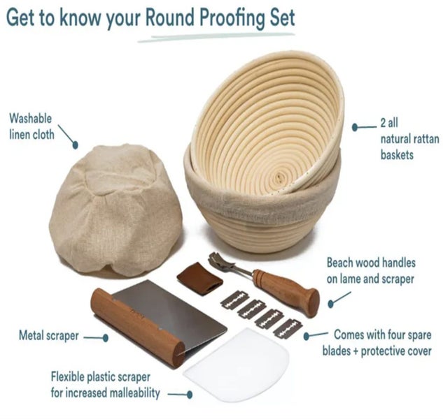 Double SourDough Proofing Basket Kit - Round Circle Banneton Bowls Carousel 2