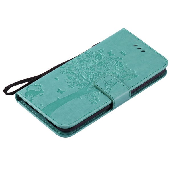 Galaxy Alpha case leather wallet case embossed cat & tree pattern Carousel 2