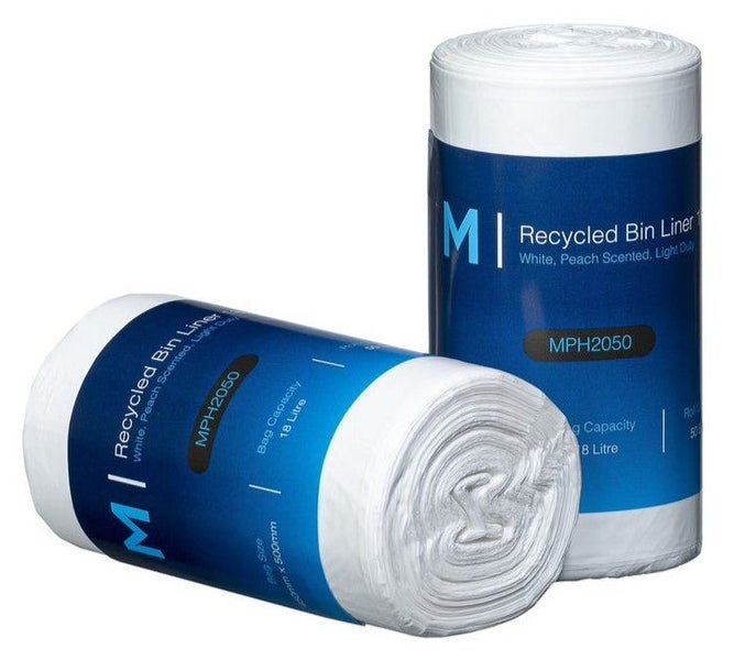 18L Waste Disposable Recycled Bin Liners, 450mm x 500mm x 15mu, Peach Scented... Carousel 1