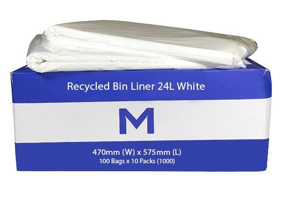24L Waste Disposable Recycled Bin Liners, 470mm x 575mm x 30mu, White x 1000 ... Carousel 1