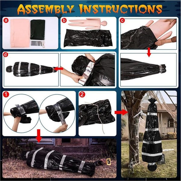 Halloween Dead Body Outdoor Decoration Dead Body In A Black Bag Carousel 2