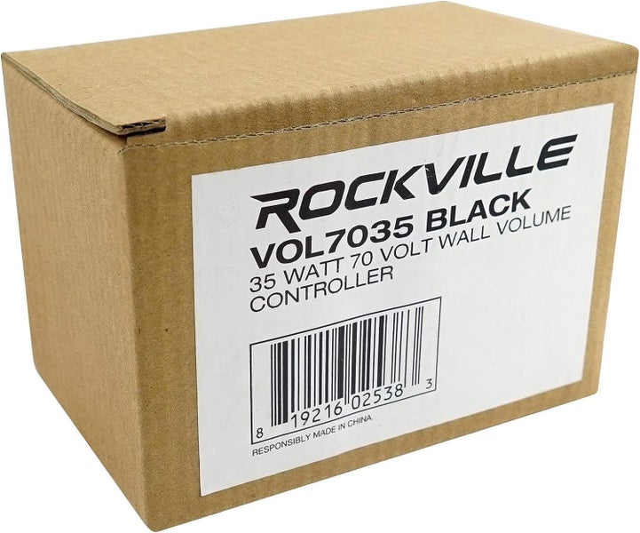 Rockville VOL7035 35w 70v Black Wall Volume Control Zone Controller Box 1-Gang Carousel 7