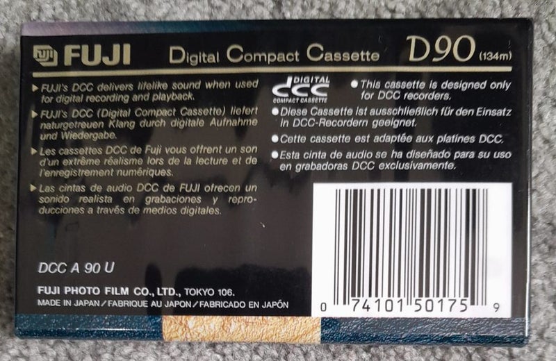 1 x Fuji 90 Minute Blank Digital Compact Cassette DCC Audio Tape (Japan/sealed) Carousel 2