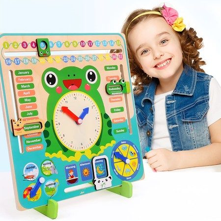 7in1 Montessori Educational Learning Toys, Kids Calendar Multifunctional Wooden Carousel 1