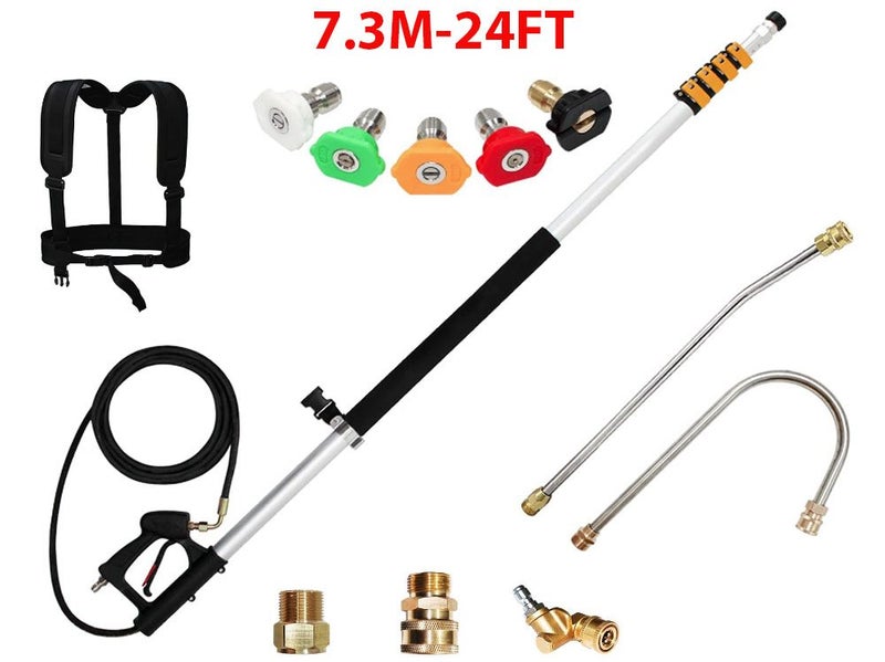 7.3m Telescoping Wand Pressure Washer Pole with Harness Carousel 1