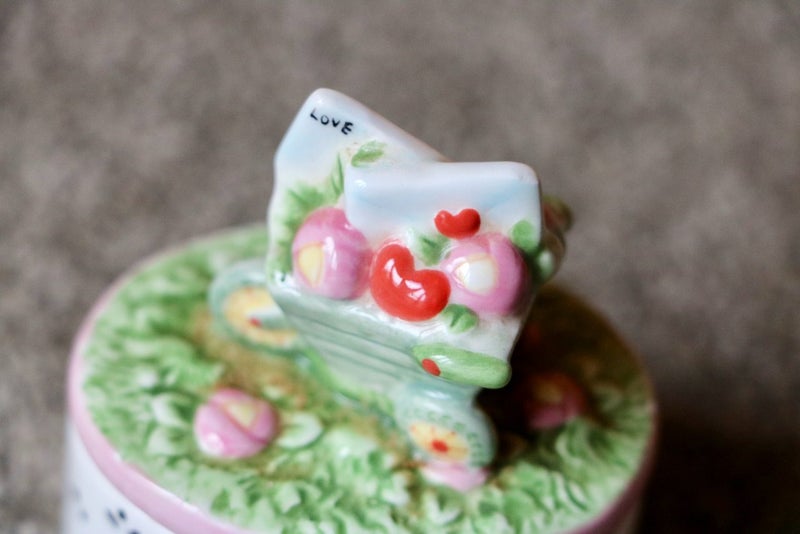 Adorable Ceramic "Valentine" Trinket Box Carousel 2