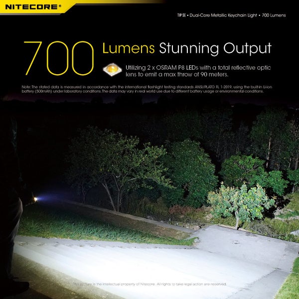 NITECORE 700 LUMEN RECHARGEABLE KEYCHAIN FLASHLIGHT BLACK - TIP SE BLACK Carousel 2
