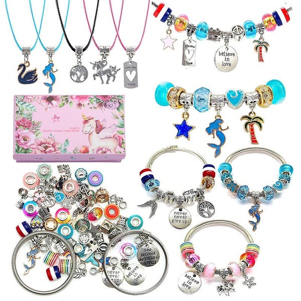 Charm Bracelet Making Kit DIY Jewellery Beads Unicorn Mermaid Necklace I1319MZ0 Carousel 2