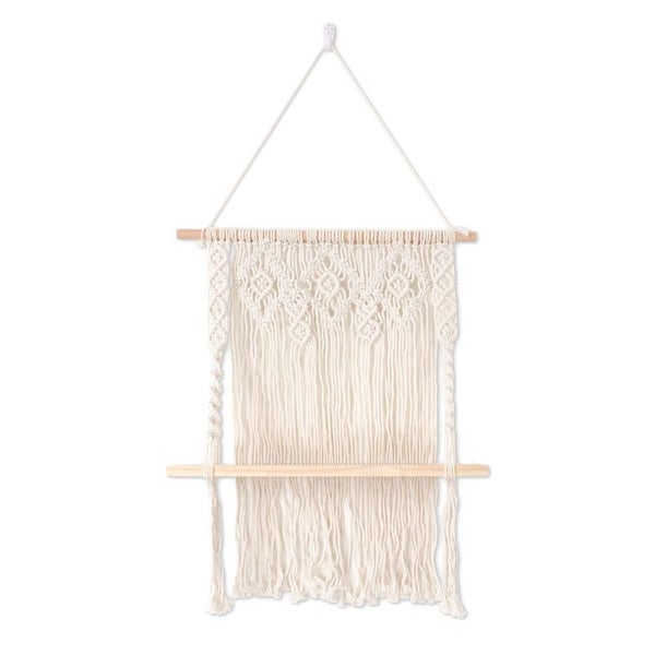Wood Shelf Macrame Planter Plant Hanger Wall Hanging I0915LC0 Carousel 2