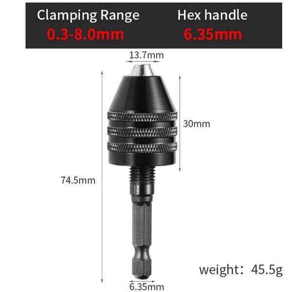 1PC HexDrill Chuck 0.3 8.0 6.35mm Keyless Screwdriver Impact Driver Carousel 1