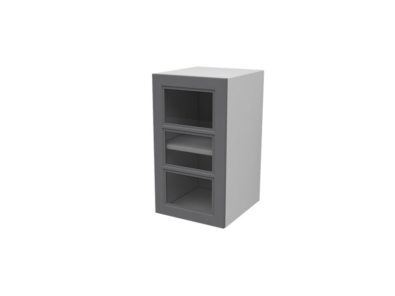 Kitchen Cabinet Flat Pack, Wall Cabinet 300mm, single clear glass door Grey Carousel 1