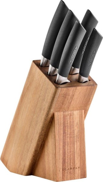 Knife Block Set w/Sharpening - Scanpan Sax Acacia (6Pc) Carousel 1