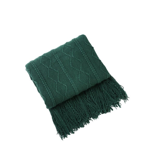 Anycozy Green Faux Cashmere Throw Blanket Diamond Knit 150x230cm Carousel 1