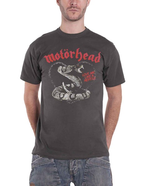 Motorhead T Shirt Love Me Like A Reptile new Official Mens Charcoal Grey Carousel 1