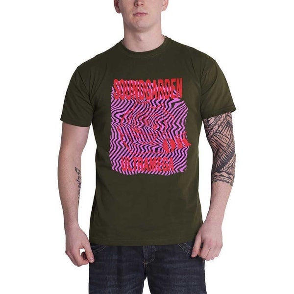 Soundgarden T Shirt Ultramega OK Band Logo new Official Unisex Green Carousel 1