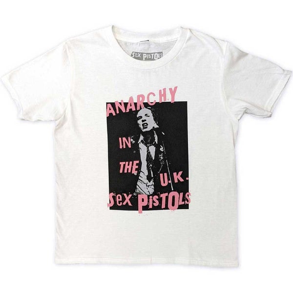 The Sex Pistols Kids T Shirt Anarchy In The UK Band Logo new Official White Carousel 1