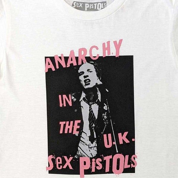 The Sex Pistols Kids T Shirt Anarchy In The UK Band Logo new Official White Carousel 2