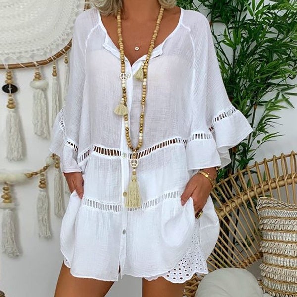 Cotton Dress Boho Dress Summer Dresses Womens Clothing Size 18 L1867WT6 Carousel 1