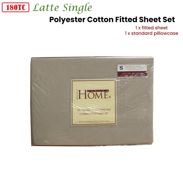 180TC Latte Polyester Cotton Fitted Sheet Set Single Carousel 2