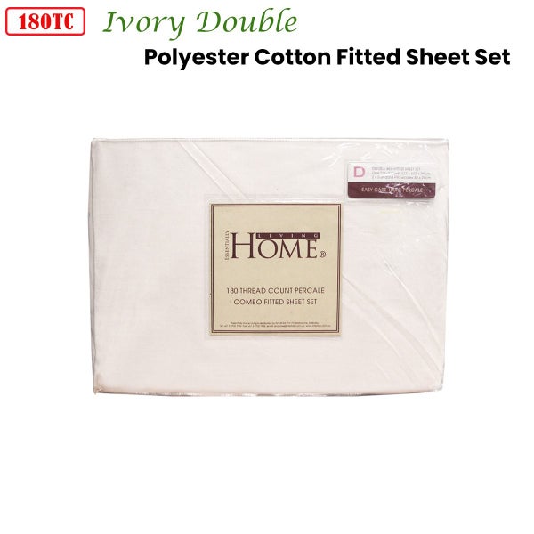 180TC Ivory Polyester Cotton Fitted Sheet Set Double Carousel 2