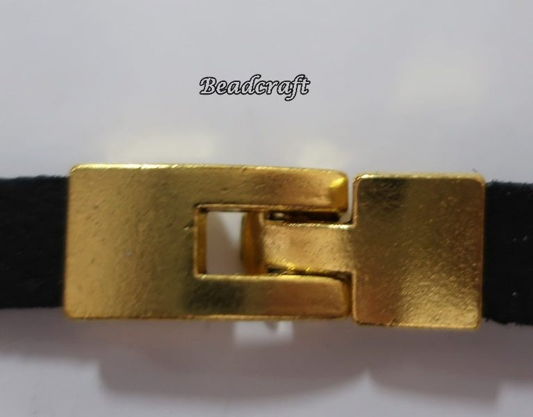 A GOLD 10mm LEATHER STRAP CLASP Carousel 4