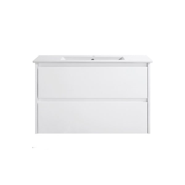 750mm Square Basin White Double Drawers Wallhung Vanity Carousel 1