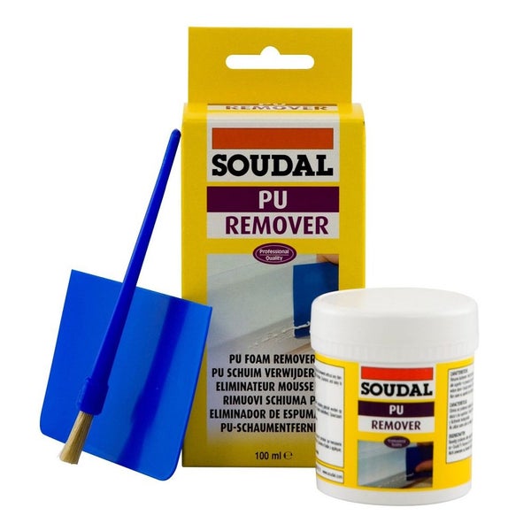 SOUDAL PU Polyurethane Cured Expanding Foam Remover 100ml Kit Carousel 1