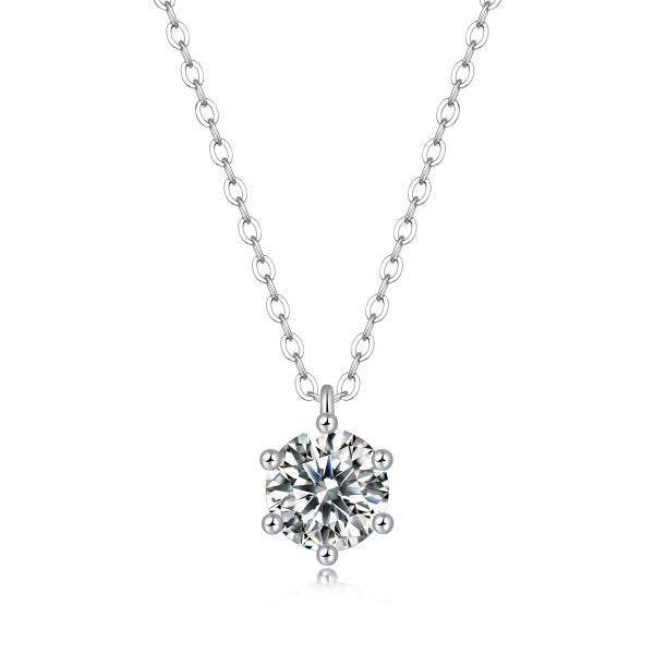 1ct Moissanite Diamond Pendant Necklace S925 Silver 18K White Gold Plated Carousel 1