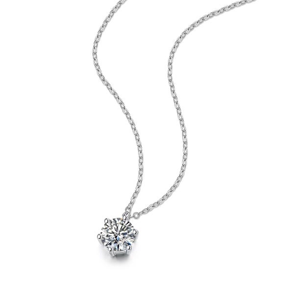 1ct Moissanite Diamond Pendant Necklace S925 Silver 18K White Gold Plated Carousel 2