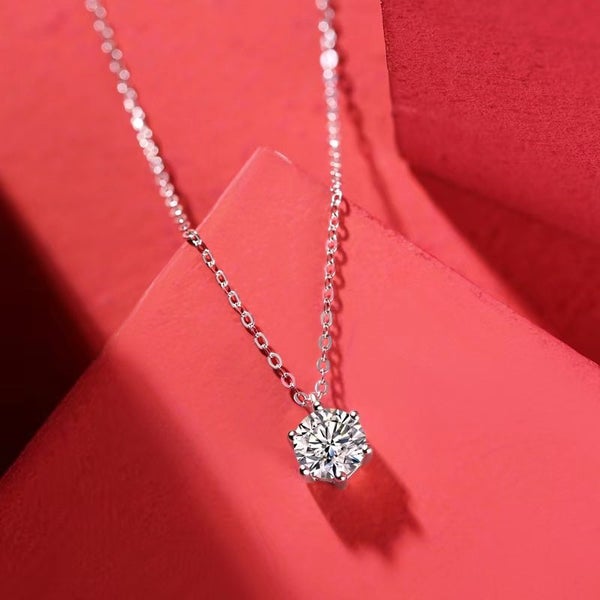 1ct Moissanite Diamond Pendant Necklace S925 Silver 18K White Gold Plated63617782042371112