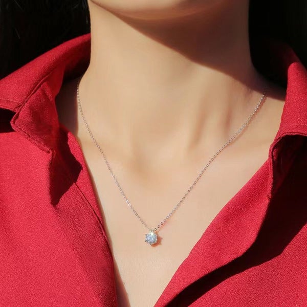 1ct Moissanite Diamond Pendant Necklace S925 Silver 18K White Gold Plated63617782042371113