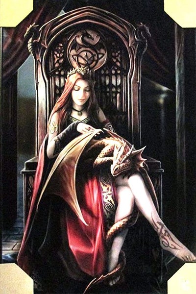 Anne Stokes, 'Friends Forever' design on large black framed, glass picture Carousel 1