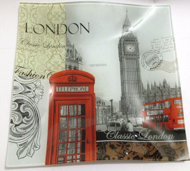 London glass plate. 30cm x 30cm Carousel 1