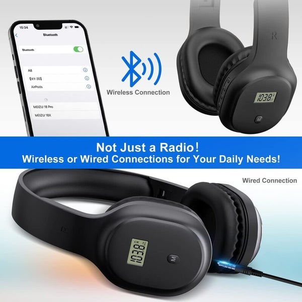 Wireless Headphones Rechargeable Bluetooth Headset Portable FM Radio 3662501 Carousel 17