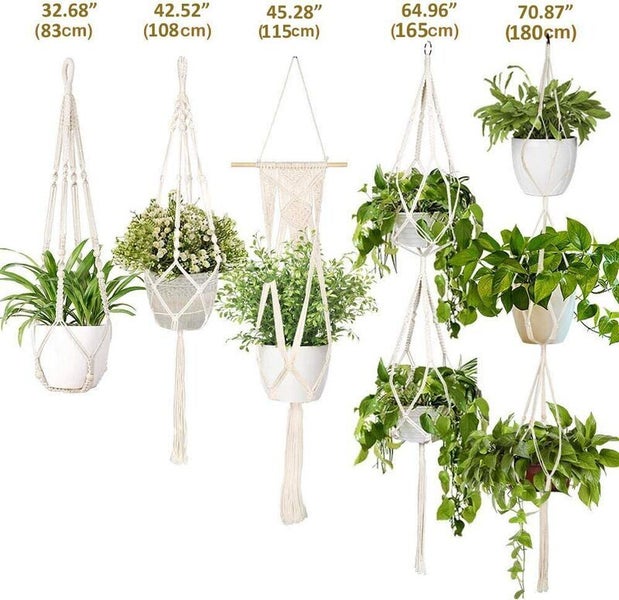 5pcs Macrame Plant Hanger Cotton Rope Hanging Planter Baskets I1744BG0 Carousel 1