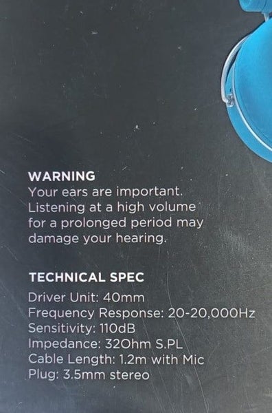 TECH.INC HEADPHONE NEON (BLUE) WITH MICROPHONE Carousel 4