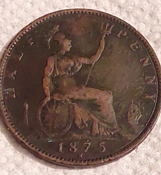 1875 H BRITISH HALF PENNY HEATON MINT REAR Carousel 2