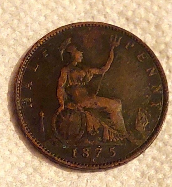 1875 H BRITISH HALF PENNY HEATON MINT REAR Carousel 1