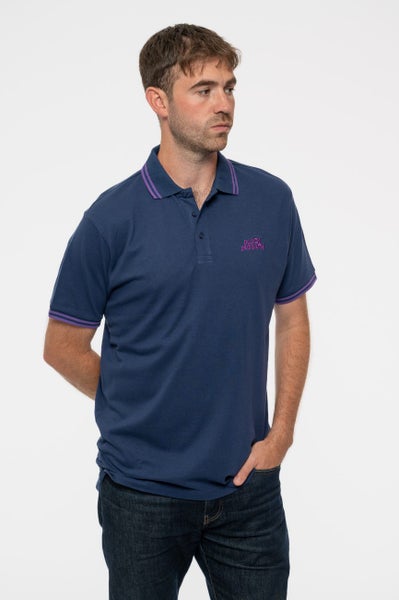 Black Sabbath Polo Shirt Wavy Band Logo new Official Unisex Navy Blue Carousel 1