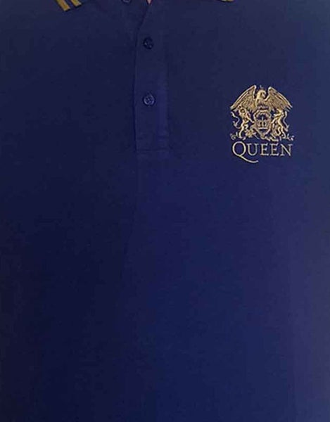 Queen Polo Shirt Classic Crest Band Logo new Official Mens Navy Blue Carousel 2