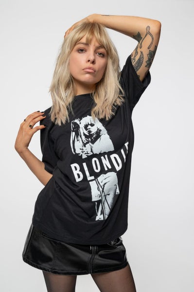 Debbie Harry T Shirt Open Mic Blondie Band Logo new Official Mens Black Carousel 4