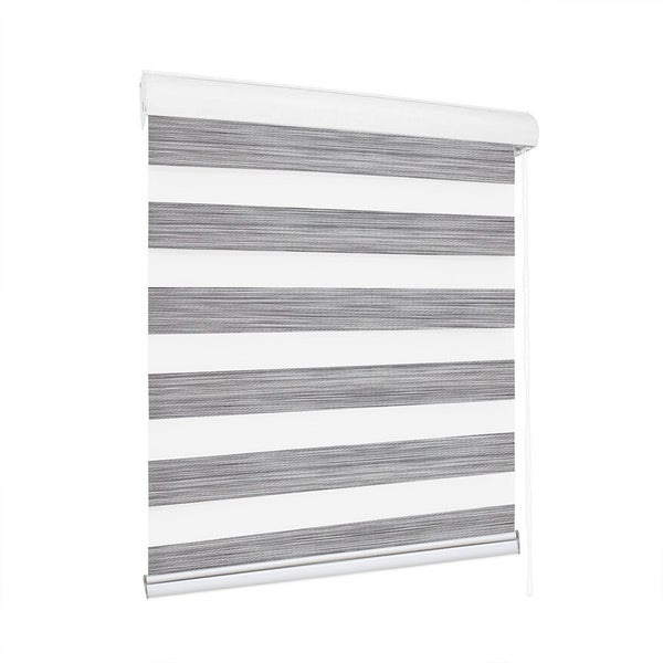 Marlow Blackout Zebra Roller Blind Curtains Double Window Sunshade 90x210 Grey Carousel 1