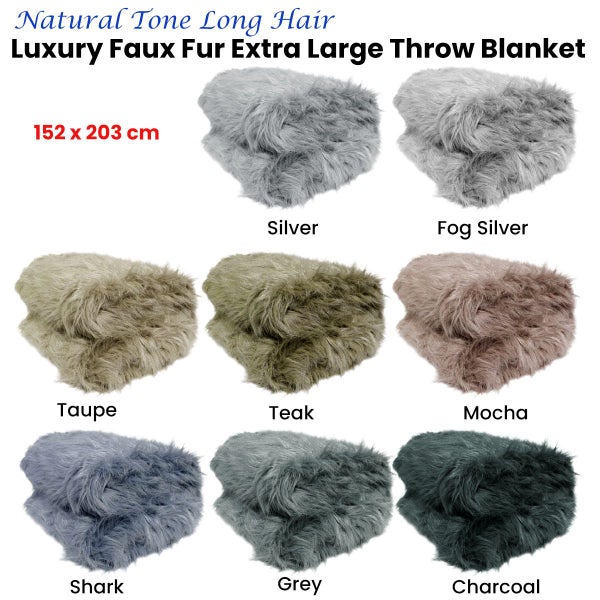 Natural Tone Luxury Faux Fur Long Hair Extra Large Throw Blanket 152 x 203 cm Carousel 2