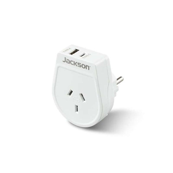 JACKSON Slim Outbound Travel Adaptor For Europe with USB Ports - 1x USB-A, 1x... Carousel 2