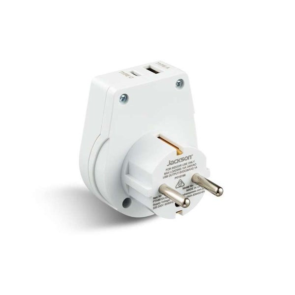 JACKSON Slim Outbound Travel Adaptor For Europe with USB Ports - 1x USB-A, 1x... Carousel 3