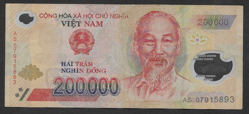 VIETNAM polymer 200,000 Dong banknote VF Carousel 1