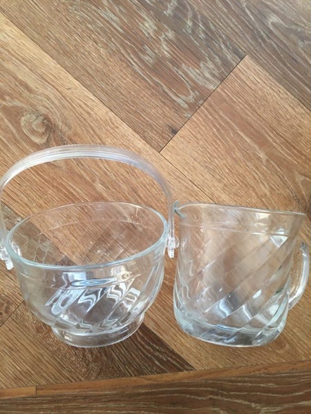 Swirl glass basket and jug set vintage Carousel 1