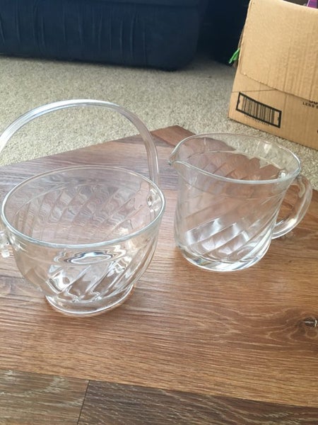 Swirl glass basket and jug set vintage Carousel 2