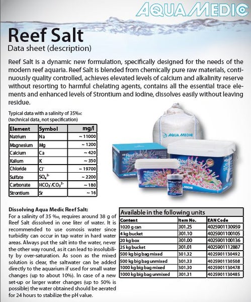 Reef Salt 20kg bag from AQUA MEDIC for marine Aqarium - SALE Carousel 1