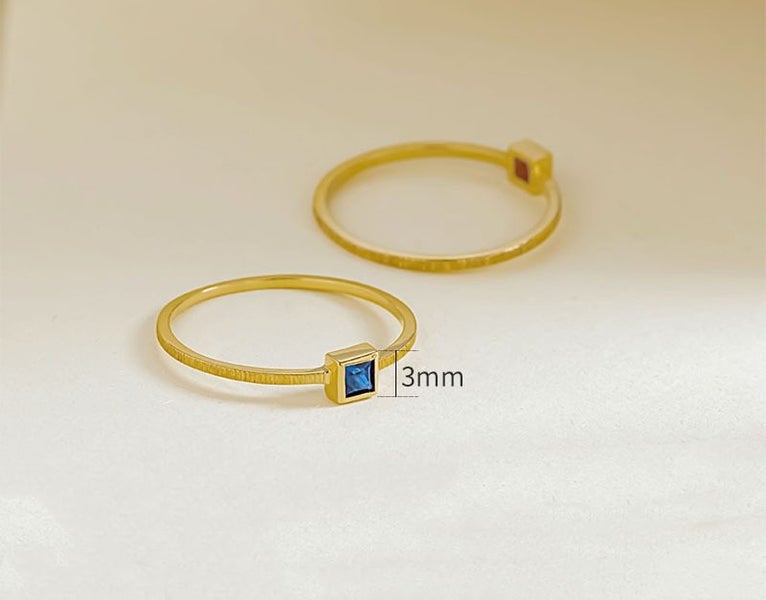 Real Sapphire Ring Solid 18K Yellow Gold Engagement Anniversary Ring AU750 Stamp62939541445891111